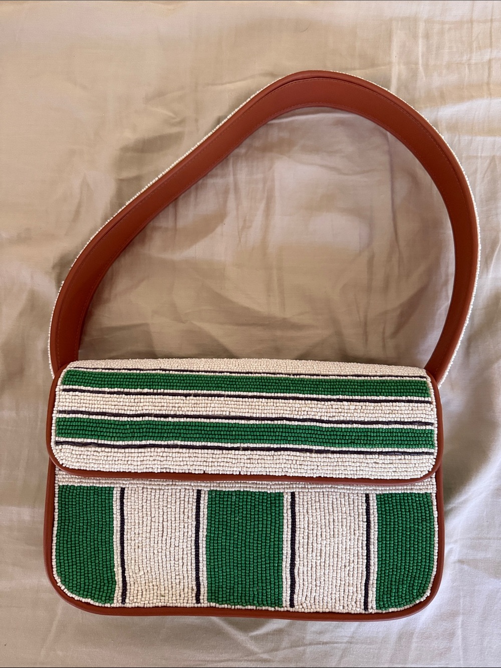 LIKE NEW STAUD Tommy Beaded Bag, Bungalow Stripe - Picture 5 of 9